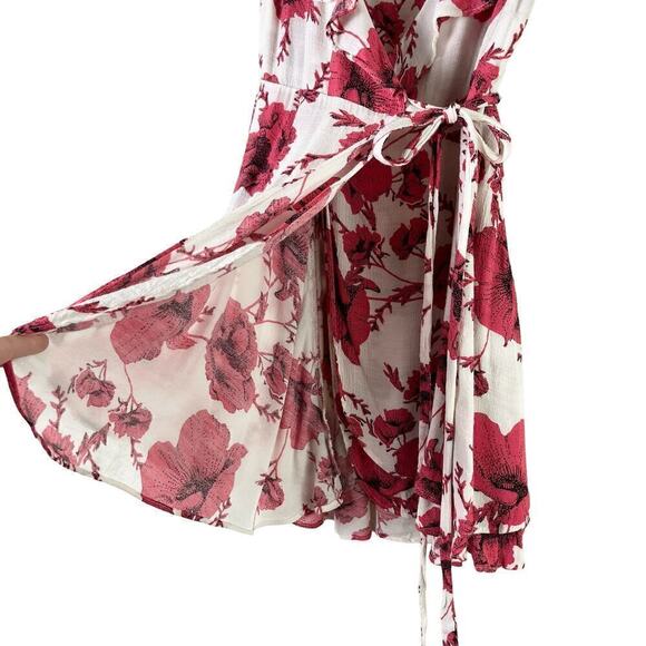 Free People French Quarter Mini‎ Wrap Dress Pink Floral, Size XS - Picture 9 of 13